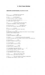 English Worksheet: VERBS TENSES REVIEW