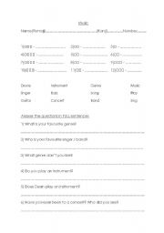 English worksheet: Music lesson