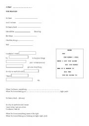 English worksheet: song worksheet- The Beatles