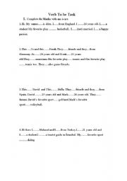 English Worksheet: To Be Exercise