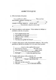 English Worksheet: Adjective Quiz