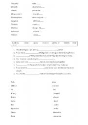 English worksheet: vocabulary 8th grade