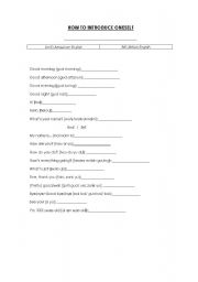 English worksheet: How to introduce oneself