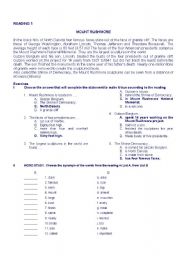 English worksheet: reading comprehension and vocabulary exercises