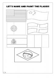 English worksheet: PAINT THE FLAGS!