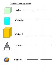 English worksheet: 3D shapes