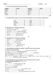 English worksheet: pre-intermediate grammar test