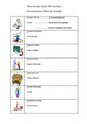 English Worksheet: Jobs - What are they doing?