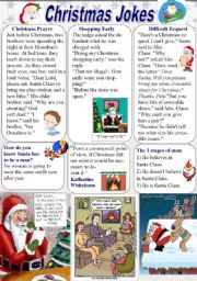 English Worksheet: Christmas Jokes (1/2)