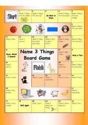 Board Game - Name 3 things (Easy)