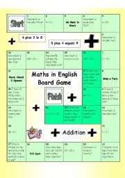 Board Game - Maths in English (Addition - Easy)