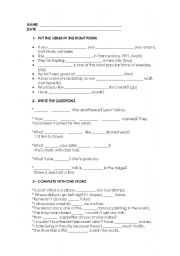 English worksheet: REVISE DIFFERENT CONTENTS