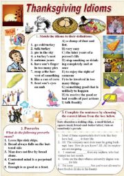 Thanksgiving Idioms and Proverbs (with KEYS)