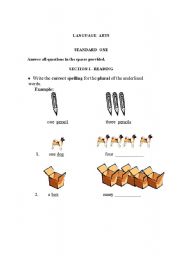 English worksheet: Language Arts Test