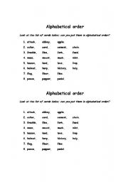 English Worksheet: Alphabetical Ordering