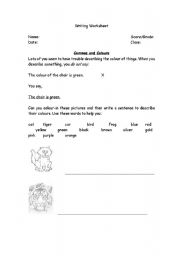 English worksheet: Colours and Commas