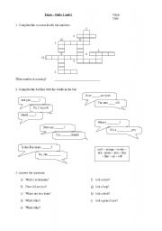 English Worksheet: Test for first grade