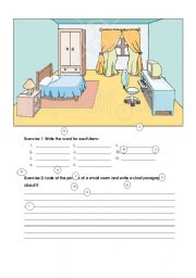 English Worksheet: Exercise about Bedroom 2