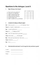 English worksheet: New Hotline Plus Unit 3: Victoria Road, exercise to the dialogue, level A