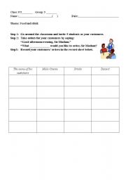 English worksheet: food and drink