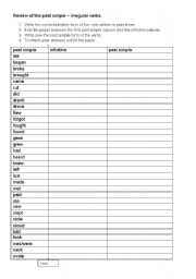 English worksheet: irregular verbs past simple