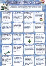 English Worksheet: Christmas Guess Game (with KEYS)
