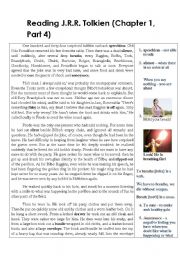 English Worksheet: Reading The Lord of the Rings by J.R.R.Tolkien - with exercises (Part 4)