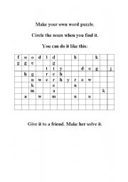 English worksheet: Noun puzzel activity