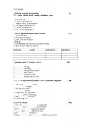 English worksheet: testpaper