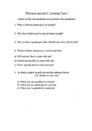 English worksheet: Listening Comprehension Future Tenses