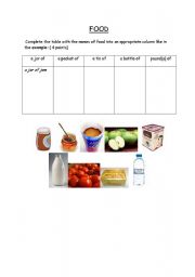 English worksheet: Food