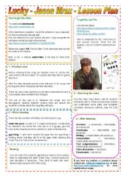 Lucky - Jason Mraz - Lesson Plan + video, burning, mp3 tutorial + links -  2 pages - fully editable (The Brazilian soap opera 