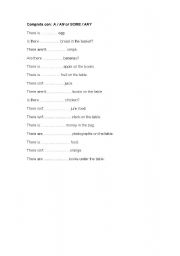 English Worksheet: A-An-Some-Any