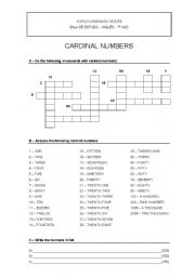 English Worksheet: cardinal numbers