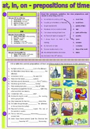 English Worksheet: AT, IN, ON - PREPOSITIONS OF TIME
