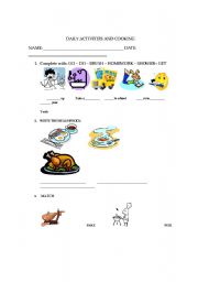 English Worksheet: DAILY  ACTIVITIES, FODD