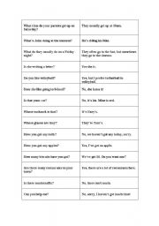 English Worksheet: Review - Q and A: Possession, Present Continuous, Some and Any