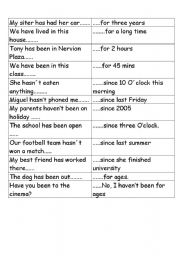 English worksheet: Broken sentences Present perfect