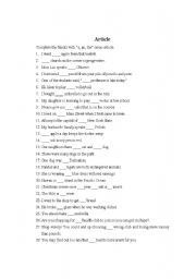 English worksheet: article practice