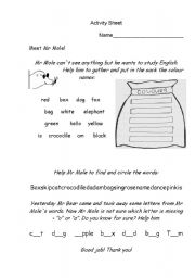 English worksheet: Help Mr Mole! 