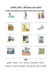 English Worksheet: School Staff + activities
