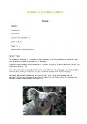 English worksheet: AUSTRALIA STRANGE ANIMALS