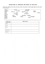 English Worksheet: ADJECTIVES TO DESCRIBE THE PARTS OF THE BODY