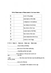 English Worksheet: There is/are, was/were