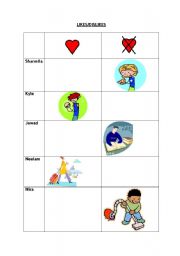 English Worksheet: Likes/dislikes