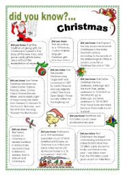 English Worksheet: Did you know - Christmas