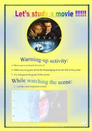 English Worksheet: Video time_GATTACA (Extract # 1): COMPREHENSIVE PROJECT (14PAGES, 40 TASKS) ( Complete ANSWER KEY)