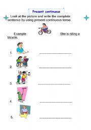 English worksheet: Present continuous exercise
