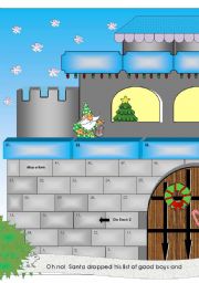 English Worksheet: Christmas Castle Game with 40 Riddle Cards to Cut Out 