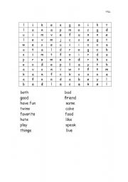 English worksheet: wordsearch for 